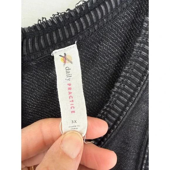 Daily Practice Anthropologie HORIZON JUMPSUIT WIDE LEG 3X Washed Black COMFORT - Picture 4 of 13